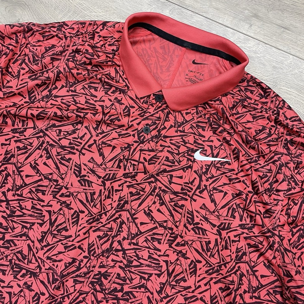 Nike Golf Polo Shirt Men's XL Red Golf Tee All Over Print AOP Performance